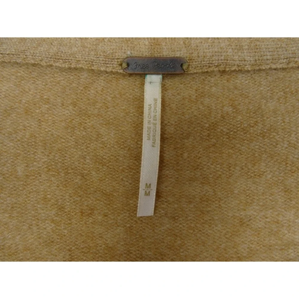 Free People Sweater Womens Size Medium Brown‎ Pullover 100% Cashmere Long Sleeve